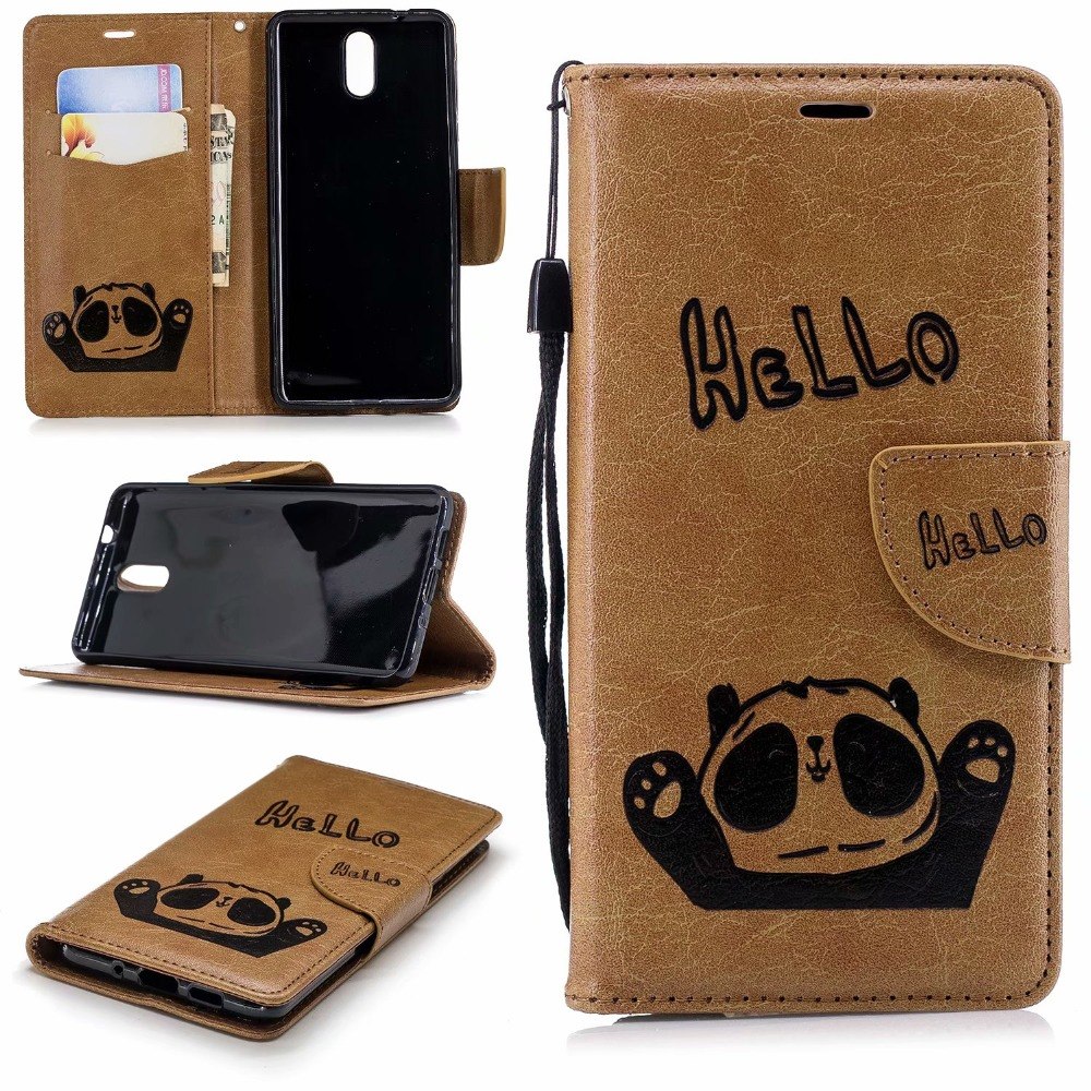 Case Nokia 3.1 #เคสฝาพับแบบกระเป๋าสตางค์หนัง PU พิมพ์ลาย Hello Panda Leather Wallet