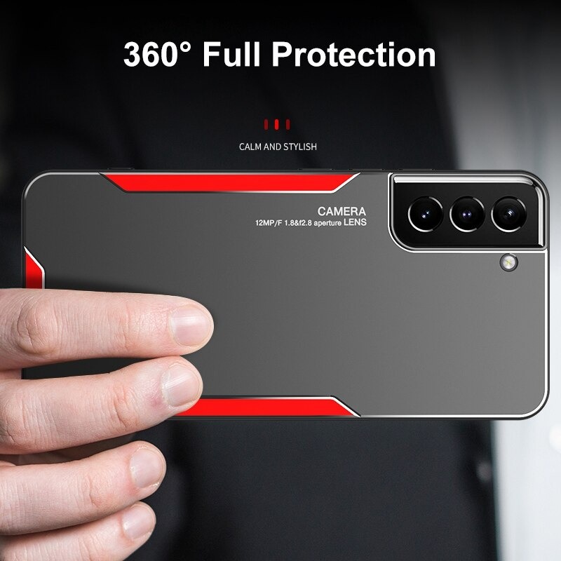 เคส Samsung Galaxy S22+ 5G #เคสฝาหลังไฮบริด Metal +TPU Shockproof metal back plate Phone Back Cover