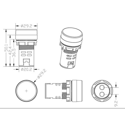 Pilot lamp LED 22mm 220VAC แลมป์ 12VDC 24VDC 380V ไพล็อทแลมป์ ขนาด 22มิลลิเมตร