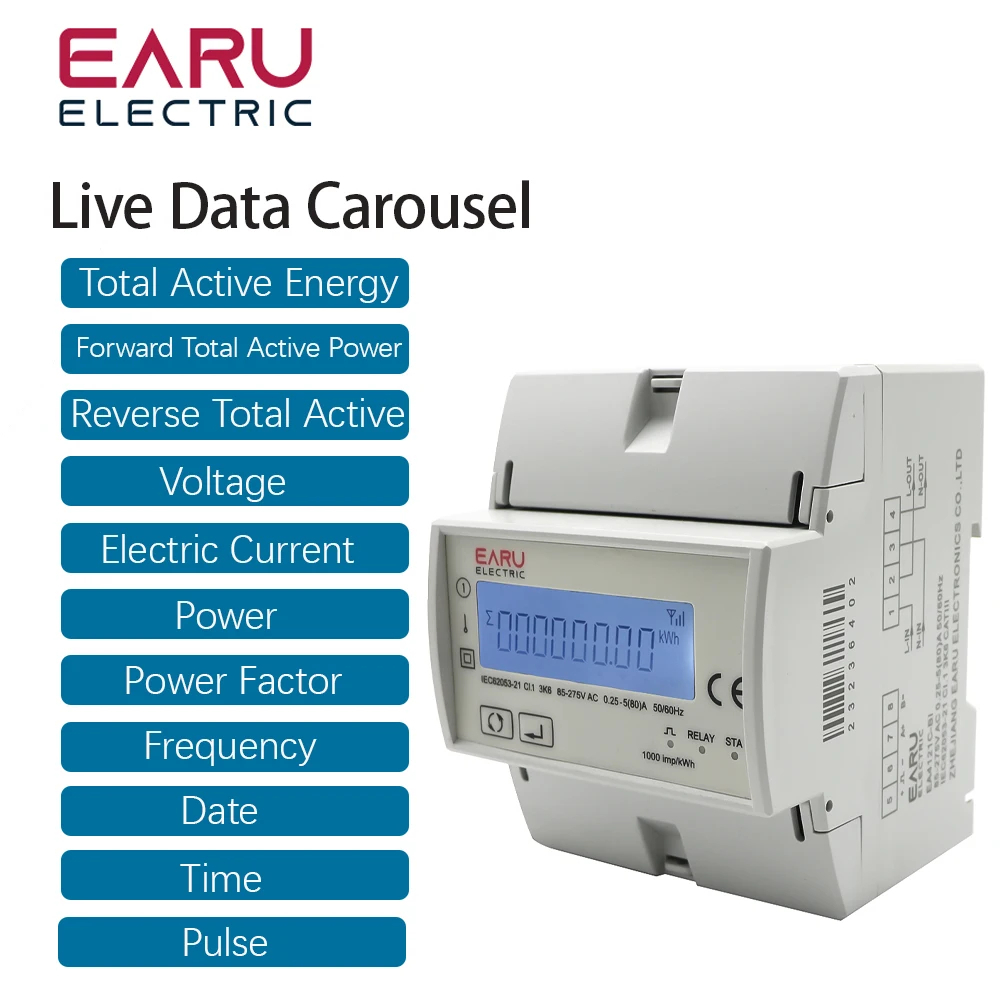 Tuya 80A WiFi 110V 220V Smart Single Phase Two-way Energy Meter