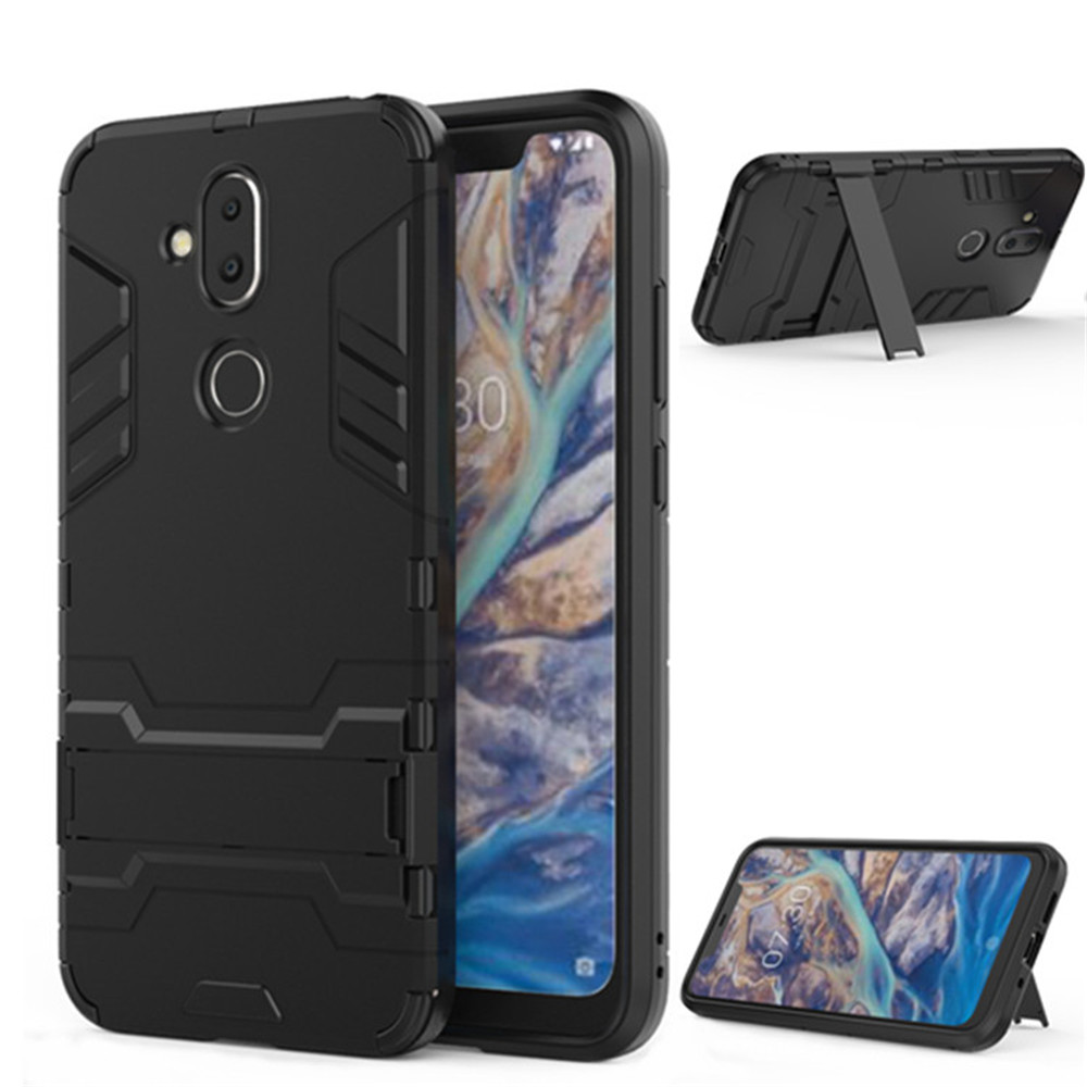 เคส Nokia 8.1 / X7 #เคสฝาหลังพลาสติก ไฮบริด TPU + Kickstand สีสันสวยงามทันสมัย