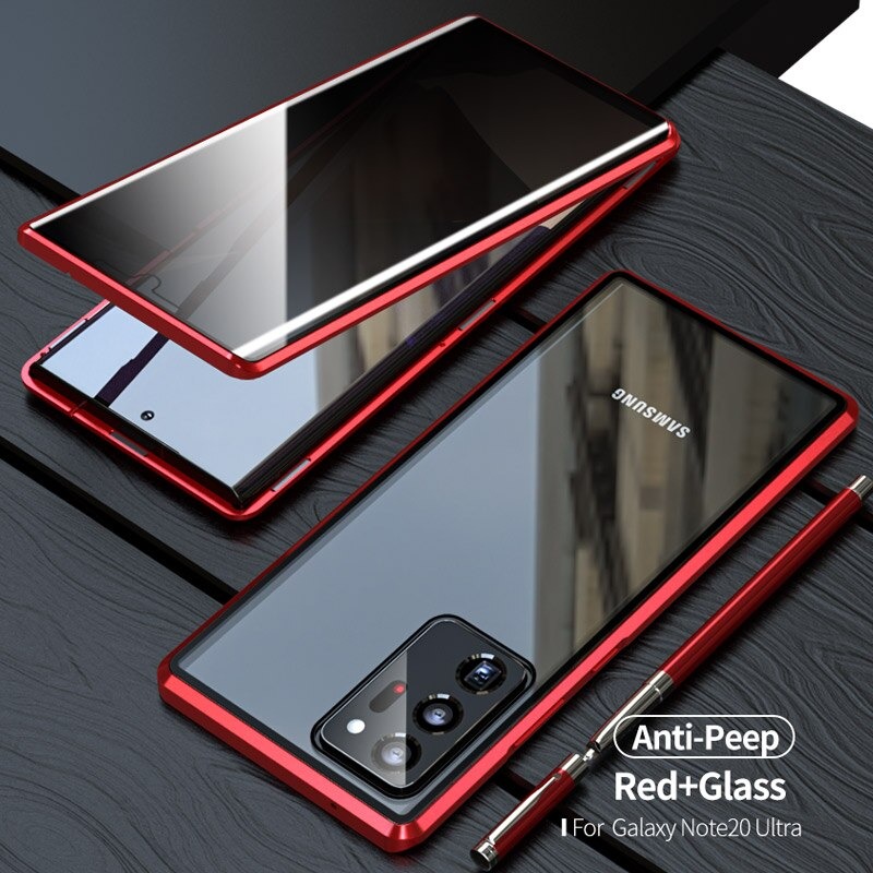 Case Samsung Galaxy Note 20 Ultra / Note 20 Ultra 5G เคสประกบหน้าหลังกระจกด้านหน้า Anti-peep Adsorption Privacy Glass ป้องกันการมองด้านข้าง ขอบโลหะดูดซับแม่เหล็ก Fully Protection Magnetic Adsorption Glass Metal Phone Protective