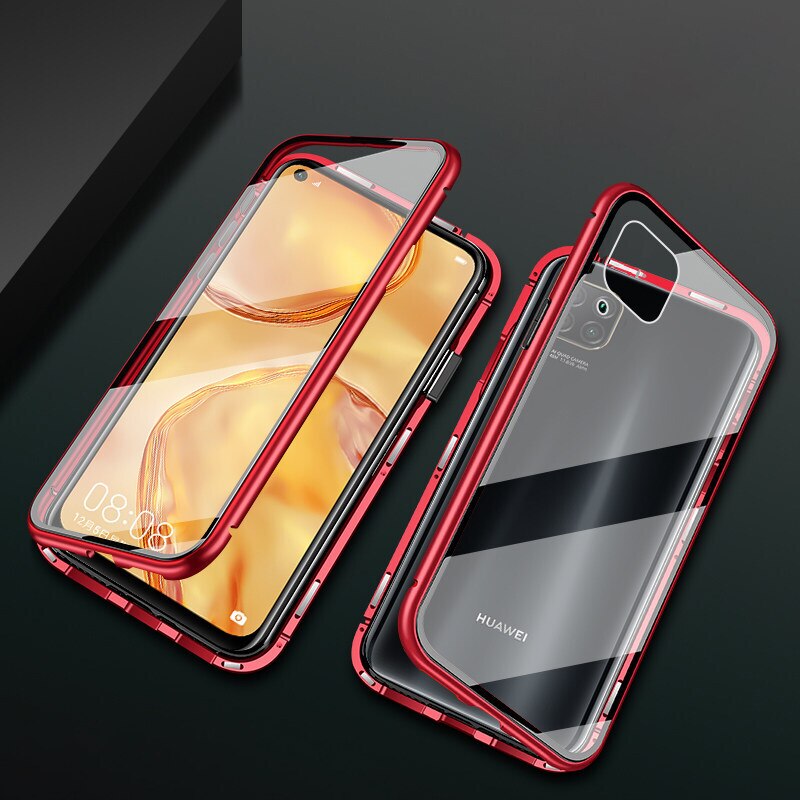 เคส Huawei nova 7i #เคสฝาครอบกระจกขอบโลหะดูดซับแม่เหล็ก Fully Protection Magnetic Adsorption Glass Metal Phone Protective