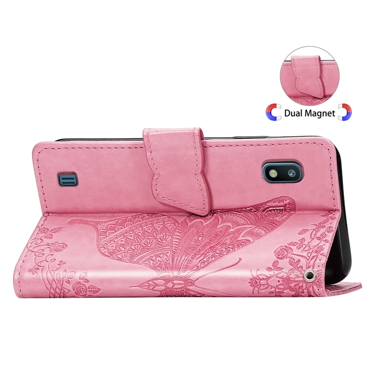 Case Samsung Galaxy A10 #เคสฝาพับ Imprint ลายผีเสื้อดอกไม้ลายน่ารักๆ