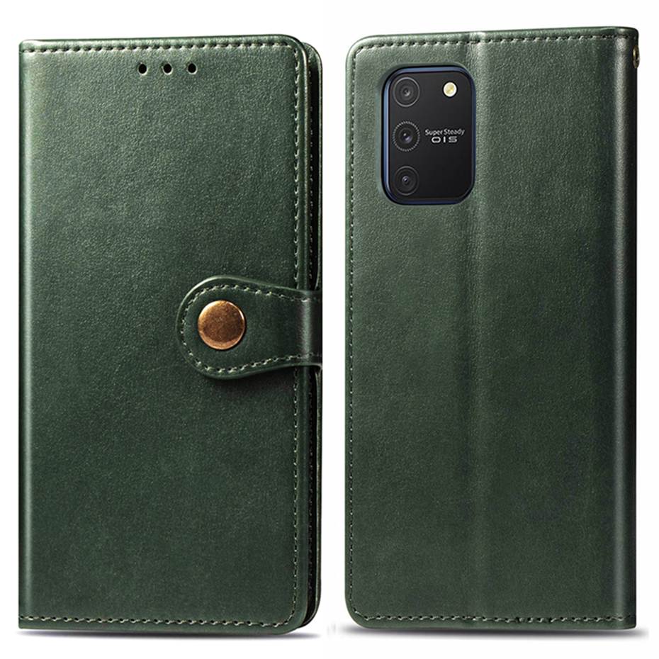 เคส Samsung Galaxy S10 Lite #เคสฝาพับแถบปิดแม่เหล็กพับตั้งได้ Magnetic Closure Wallet Lanyard Leather