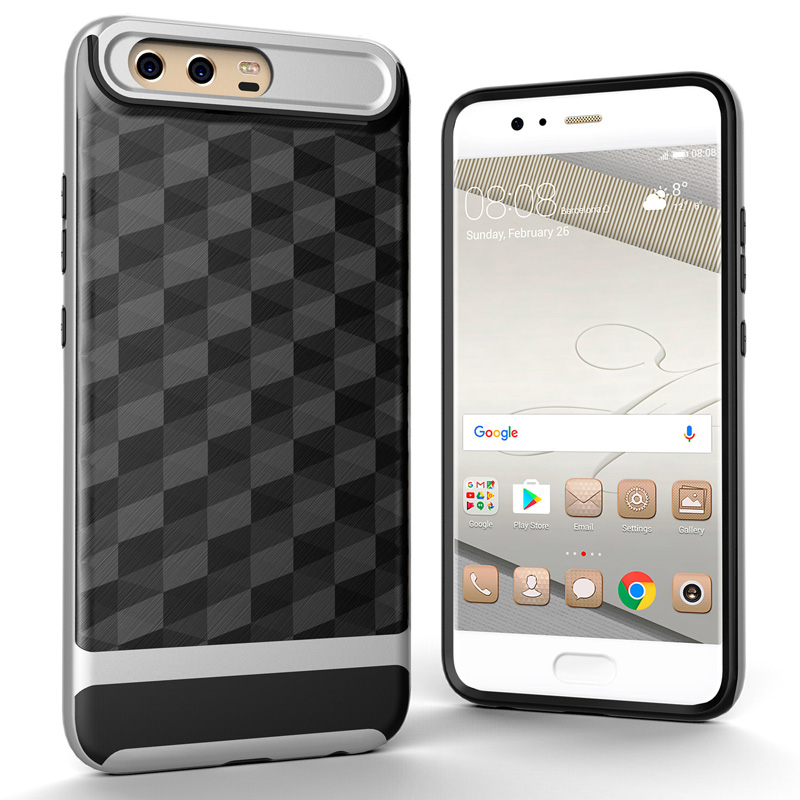 เคส Huawei P10 #เคสรูปแบบ Rhombus แบบ 2-in-1 Shell Hybrid TPU + PC