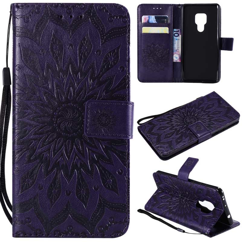 Case Huawei Mate 20 X #เคสฝาพับพิมพ์ลาย Imprint Sunflower PU Leather