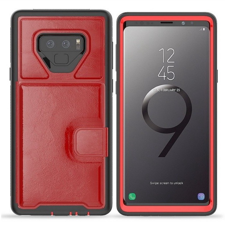 เคส Samsung Galaxy Note 9 N960 #เคสฝาหลังไฮบริดเชลล์พร้อมขาตั้ง TPU + PC เคลือบหนัง PU
