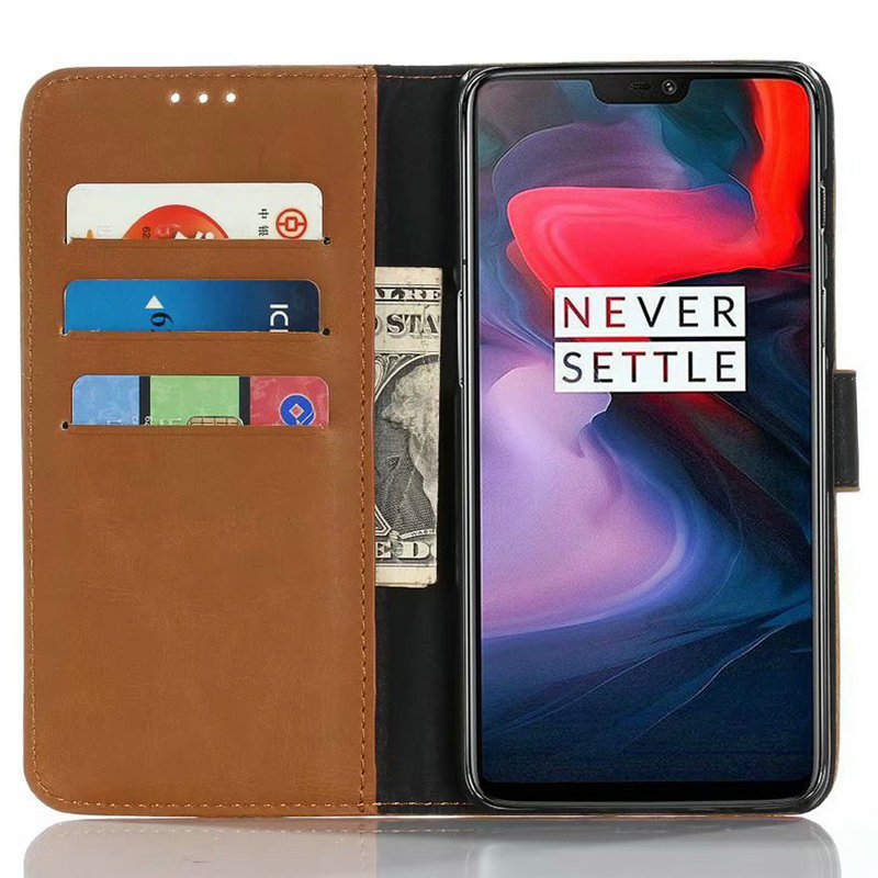 Case OnePlus 6 #เคสฝาพับหนัง PU แบบกระเป๋าสตางค์สไตล์ย้อนยุค
