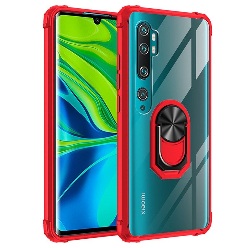 Case Xiaomi Mi Note 10 Pro #เคสฝาหลังใสขอบทึบ +TPU Hybrid Case มีแหวนสวมนิ้วโลหะ