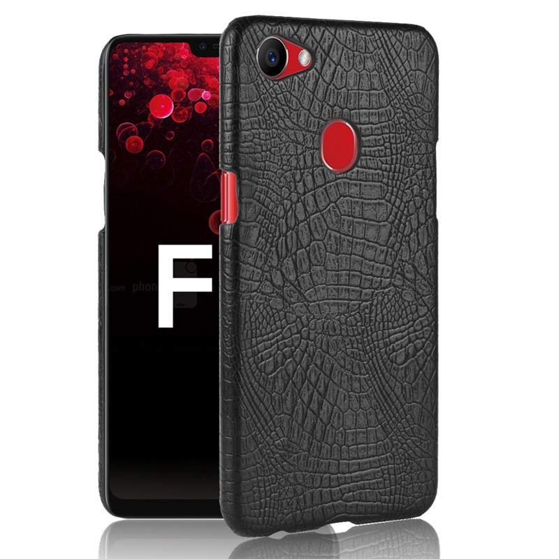 Case OPPO F7 #เคสฝาหลังพลาสติกแข็งเคลือบหนัง PU ลายผิวหนังจระเข้