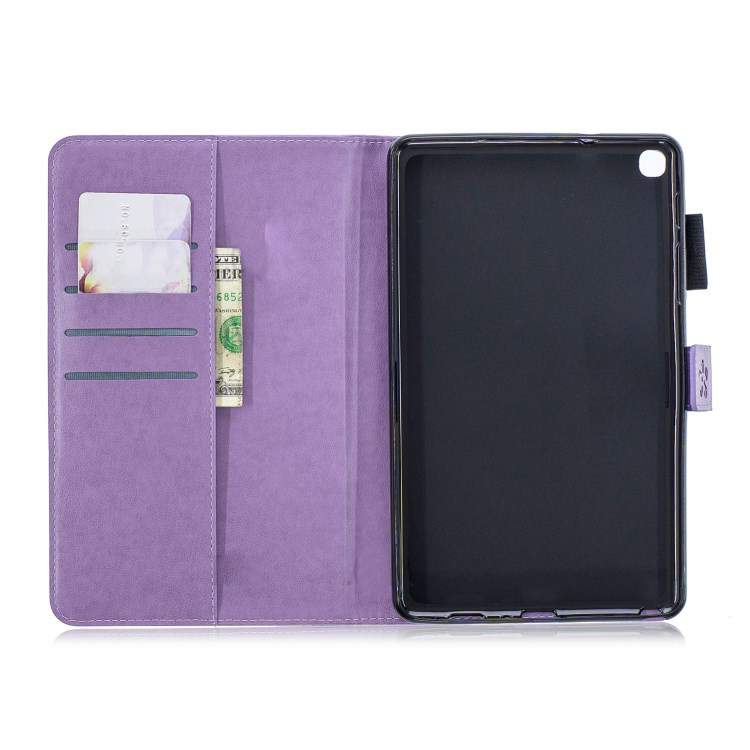 เคสแท็บเล็ต Samsung Galaxy Tab A 8 (2019) with S Pen P200 P205 #เคสฝาพับลายดอกไม้ Imprint Flower Wallet Leather