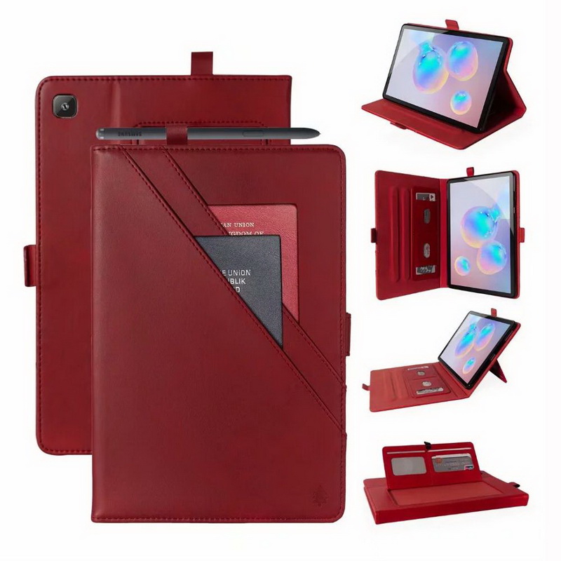 เคส Samsung Galaxy Tab S6 Lite 10.4 SM-P610 P615 P617 #เคสฝาพับหนัง PU ช่องเสียบการ์ดภายนอกและภายใน Flip Card Slots Stand Leather