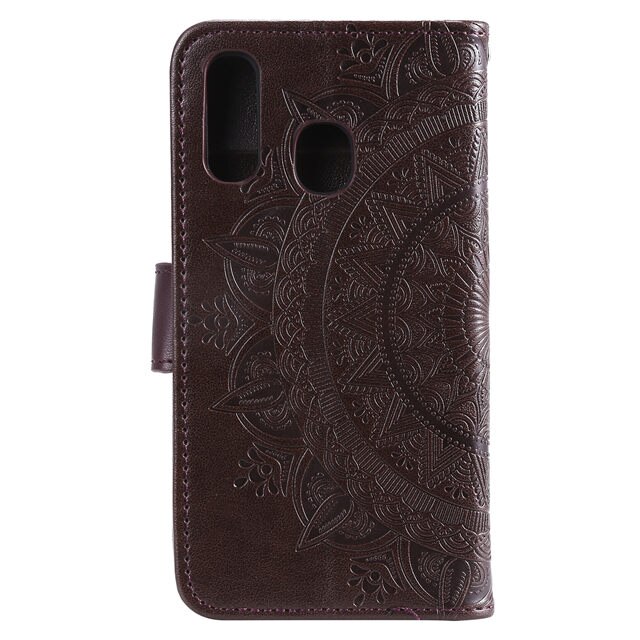 Case Samsung Galaxy A20s #เคสฝาพับหนัง PU ปั้มลาย Imprint Mandala Flower