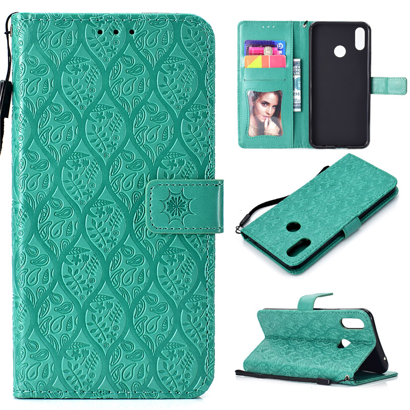 Case Huawei nova 3i #เคสฝาพับหนัง PU Imprint Leaf Leather