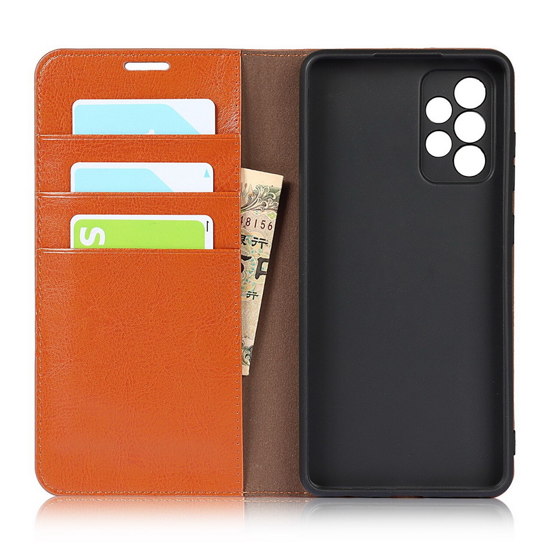 Case Samsung Galaxy A53 5G #เคสฝาพับหนังแท้แบบกระเป๋าสตางค์คุณภาพดี Crazy Horse Genuine Leather Cover