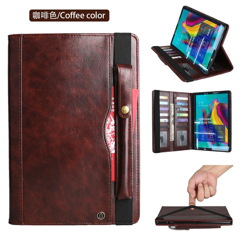 Case Samsung Galaxy Tab S5e SM-T720 SM-T725 #เคสฝาพับหนัง PU แบบกระเป๋าสตางค์ Retro Horse Crazy พร้อมช่องปากกา