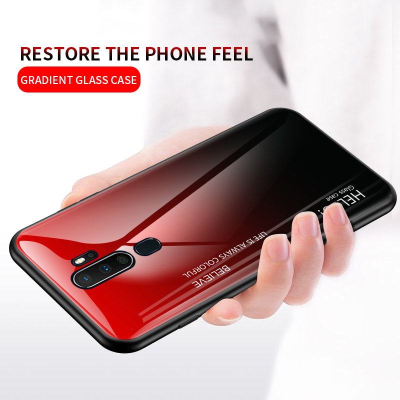 Case OPPO A9 2020 /A5 (2020) #เคสฝาหลัง Gradient Color Glass + PC + TPU Hybrid Case