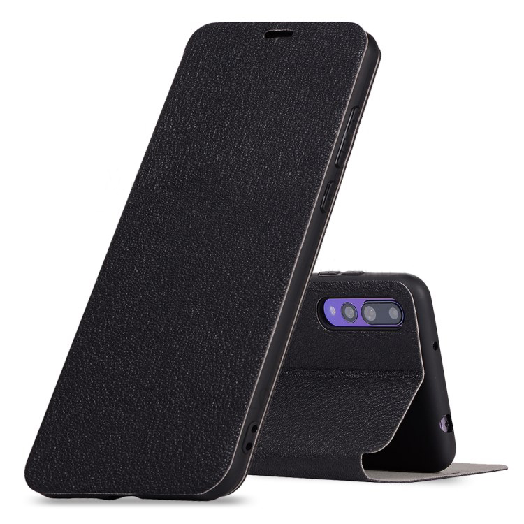 เคส Huawei P20 Pro #เคสฝาพับหนัง PU Litchi Skin Leather Stand Case พร้อมช่องเสียบการ์ด