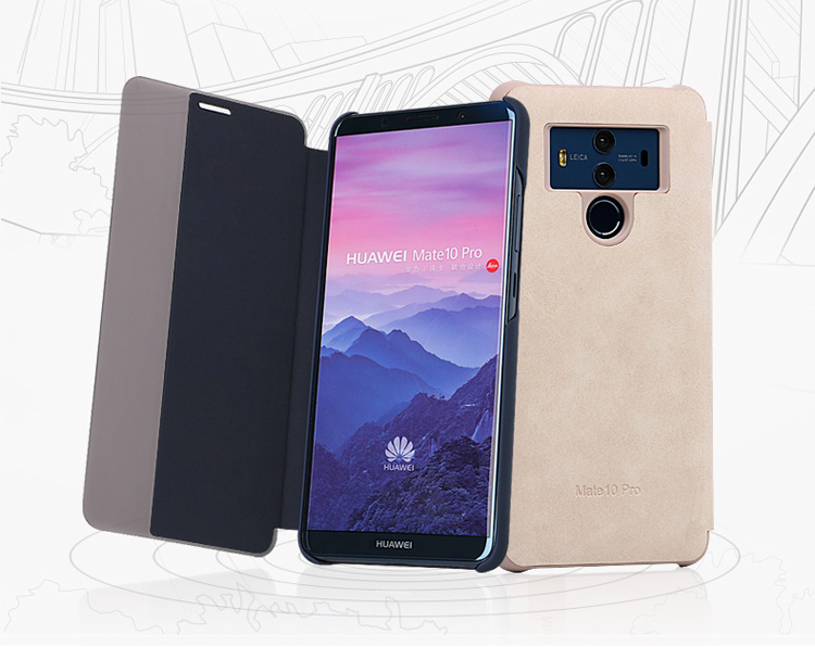 เคส Huawei Mate 10 Pro #เคสฝาพับมีช่องวิวด้านข้างแนวยาวหนัง PU ผิวหนังม้าแบบคลาสสิกคุณภาพดีสวยหรู