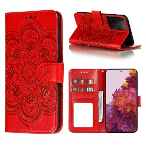 Case Galaxy S21 Ultra #เคสฝาพับหนัง PU ปั้มลาย Imprint Mandala Flower