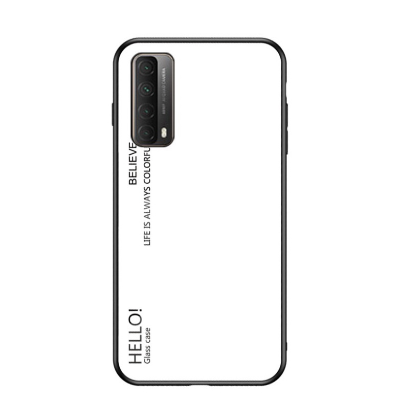 เคส Huawei Y7a #เคสฝาหลัง Gradient Color Glass + PC + TPU Hybrid Case