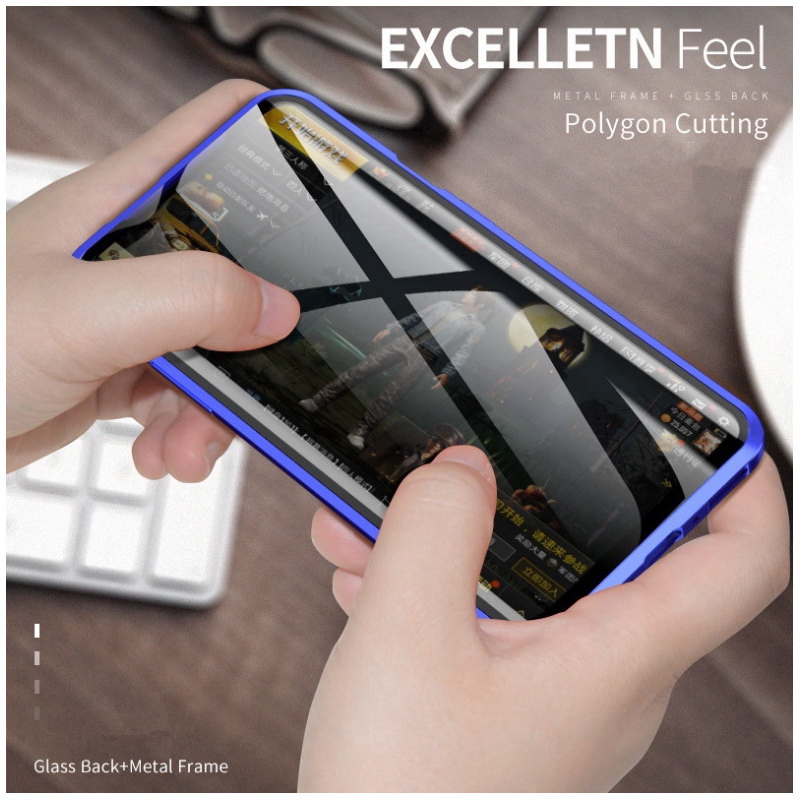 เคส Xiaomi Redmi Note 8 Pro #เคสฝาครอบกระจกขอบโลหะดูดซับแม่เหล็ก Fully Protection Magnetic Adsorption Glass Metal Phone Protective