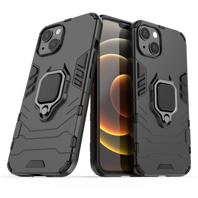 Case iPhone 14 #เคสฝาหลังพลาสติกแข็ง +TPU Hybrid Case มีแหวนสวมนิ้วโลหะ