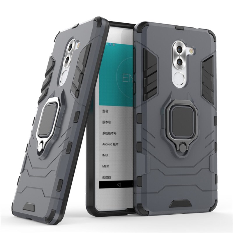 Case Huawei GR5 2017 #เคสฝาหลังพลาสติกแข็ง +TPU Hybrid Case มีแหวนสวมนิ้วโลหะ