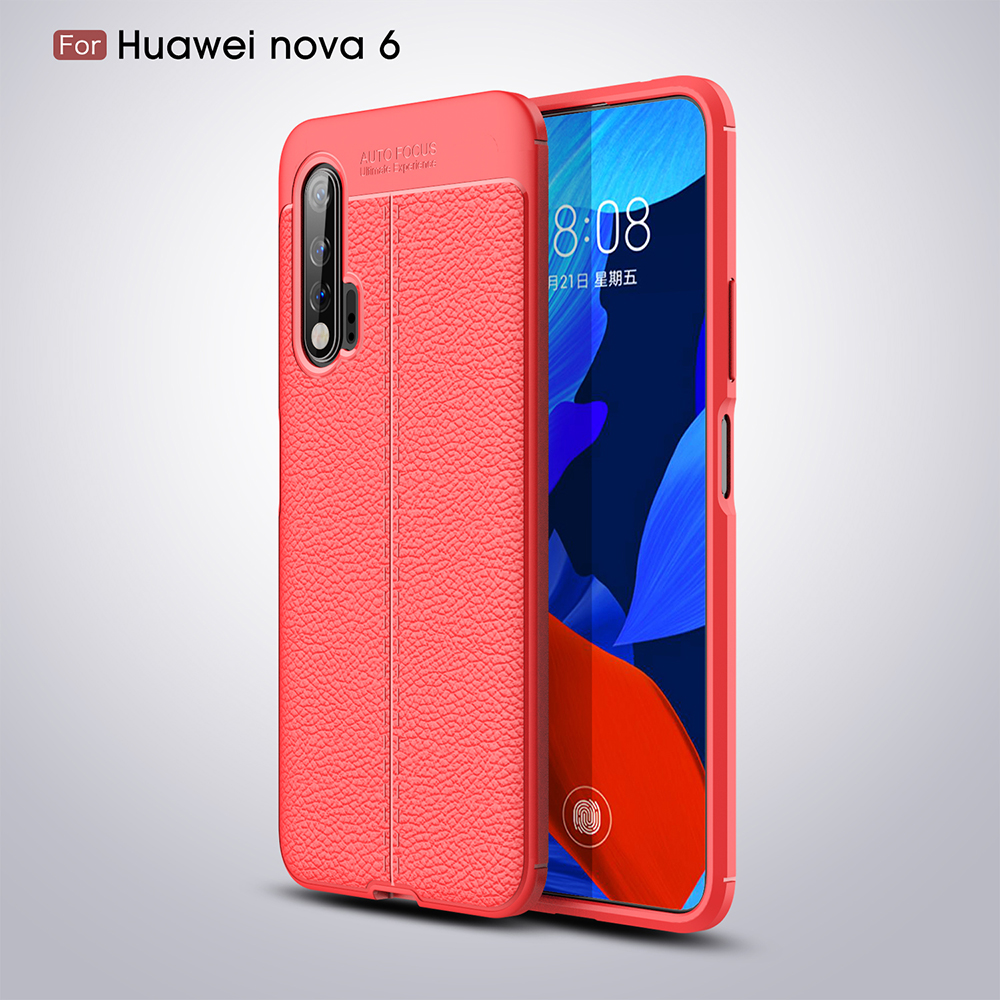 เคส Huawei Nova 6 #เคสฝาหลัง TPU ผิวลิ้นจี่ช่วยป้องกันลายนิ้วมือและกันลื่นได้ดี