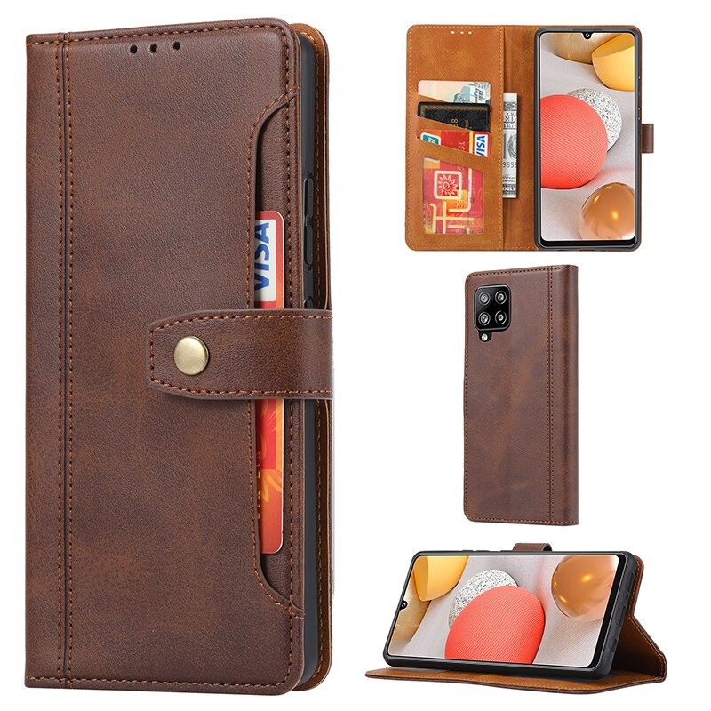 เคส Samsung Galaxy A42 5G #เคสฝาพับหนัง PU สไตล์กระเป๋าสตางค์พร้อมช่องใส่การ์ด Multi-Card Slots Wallet Casing PU Leather Case Magnetic Buckle Book Flip Cover