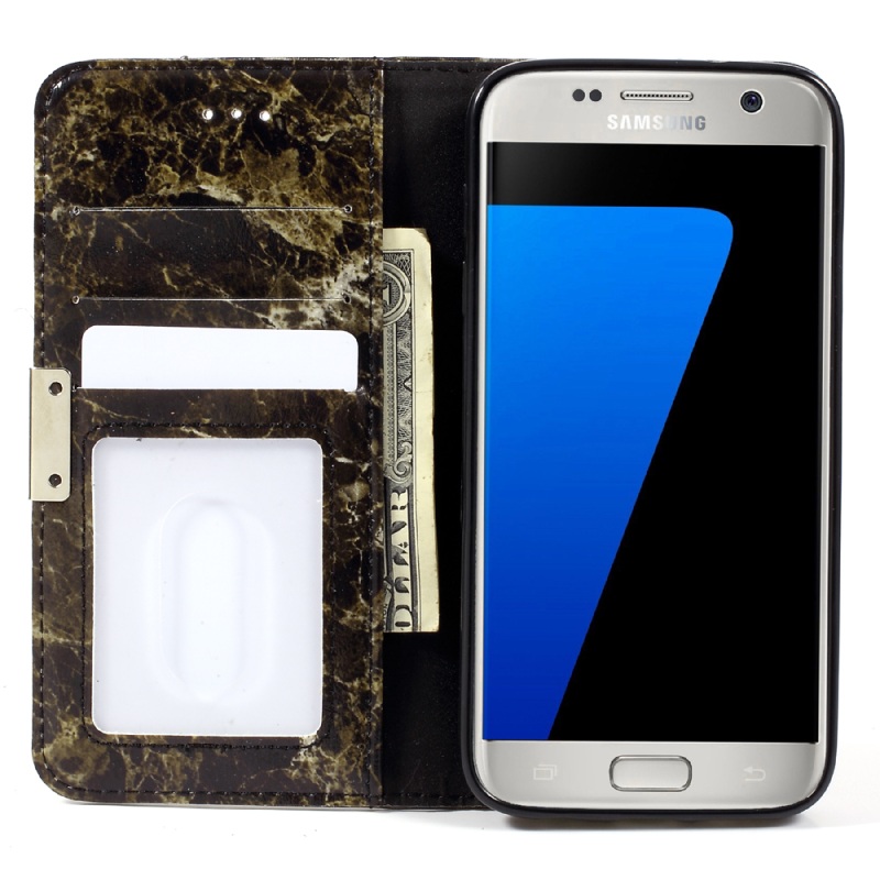 Case Samsung Galaxy S7 #เคสฝาพับสไตล์กระเป๋าสตางค์ลายหินอ่อน สวยงาม