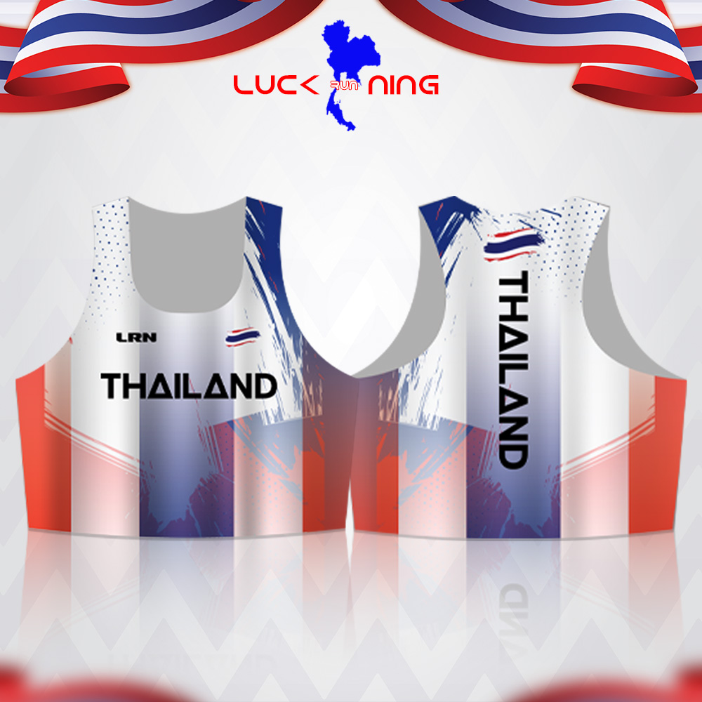 เสื้อวิ่งพิมพ์ลาย THAILAND X LRN เนื้อผ้า Micro square สำหรับวิ่งมาราธอน (MS28)