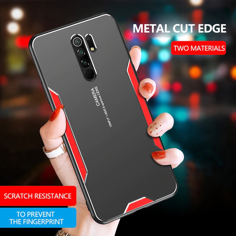 เคส Redmi 9 #เคสฝาหลังไฮบริด Metal +TPU Shockproof metal back plate Phone Back Cover