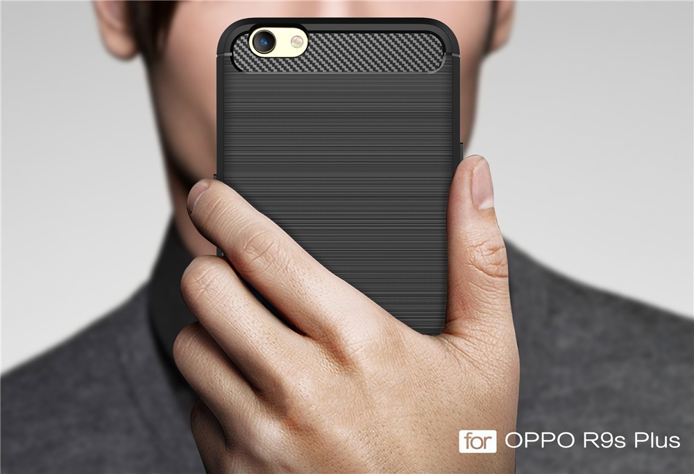 เคส Oppo R9s Plus #เคสฝาหลัง TPU ตกแต่งด้วยคาร์บอนไฟเบอร์ พร้อมส่ง-สีน้ำเงิน