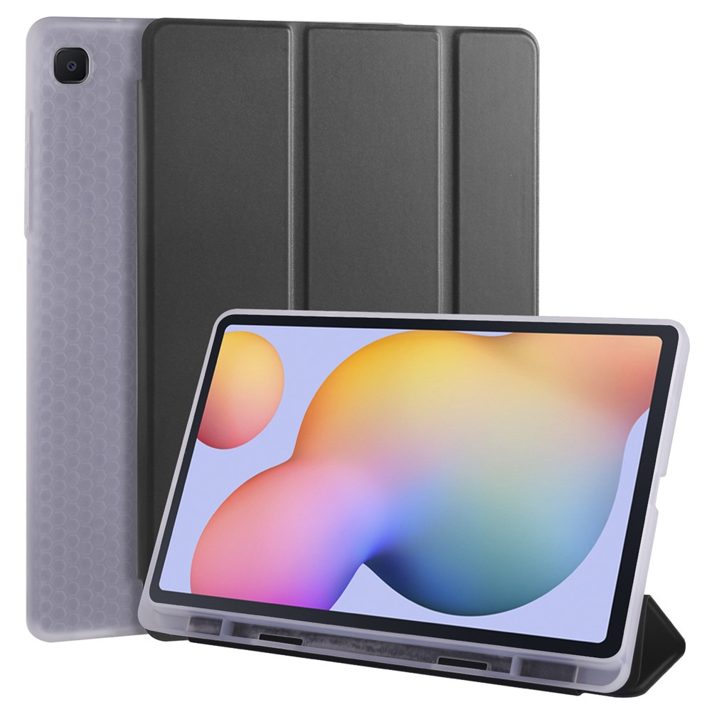 Case Samsung Galaxy Tab S6 Lite 10.4 SM-P610 P615 P617 #เคสฝาพับหนัง PU แบบ 3 พับมีช่องเก็บปากกา Soft TPU Tri-fold Stand Leather Smart Tablet