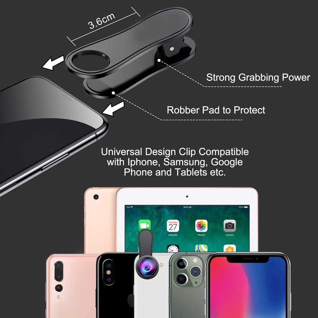 Keywing® IPhone Camera Lens 3 in 1 Phone Lens Kit for iPhone, Samsung, Smartphone เลนส์หนีบกล้องโทรศัพท์มือถือ