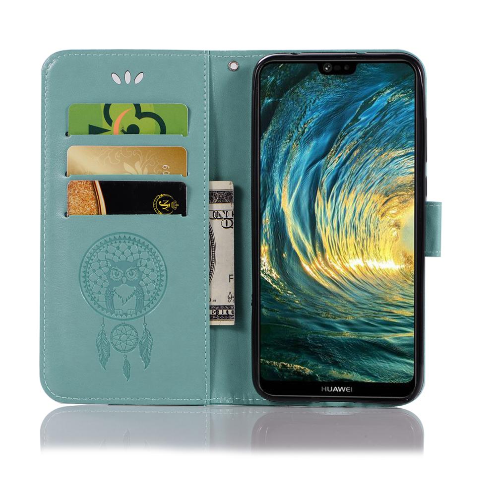 Case Huawei P30 #เคสฝาพับแบบกระเป๋าสตางค์ฝาพับหนัง PU ลายนกฮูก Dream Catcher Owl