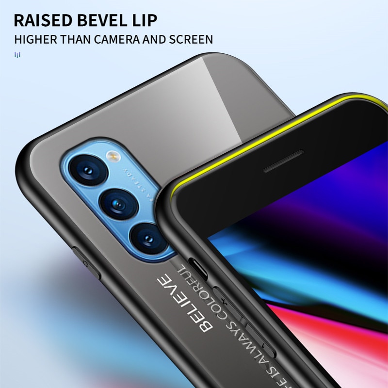 เคส OPPO Reno 5 Pro 5G #เคสฝาหลัง Gradient Color Glass + PC + TPU Hybrid Case