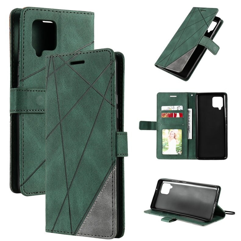 Case Samsung Galaxy A42 5G #เคสฝาพับหนัง PU มีช่องเสียบบัตรอื่นๆในตัว Geometric Pattern Leather Card Holder Protective
