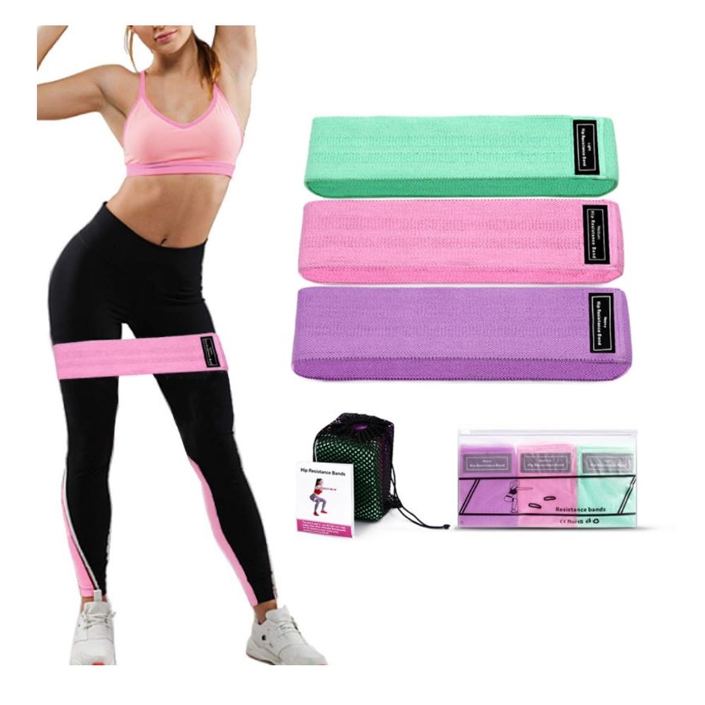 ยางยืดแรงต้านออกกำลังกาย แบบผ้า 3 เส้น Resistance Band (W04)