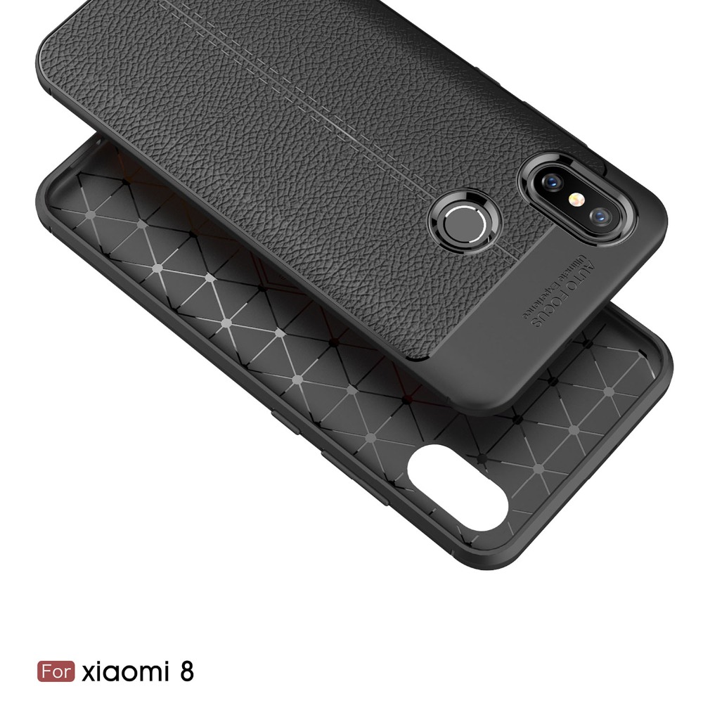 Case Xiaomi Mi 8 #เคสฝาหลัง TPU ผิวลิ้นจี่ช่วยป้องกันลายนิ้วมือและกันลื่นได้ดี