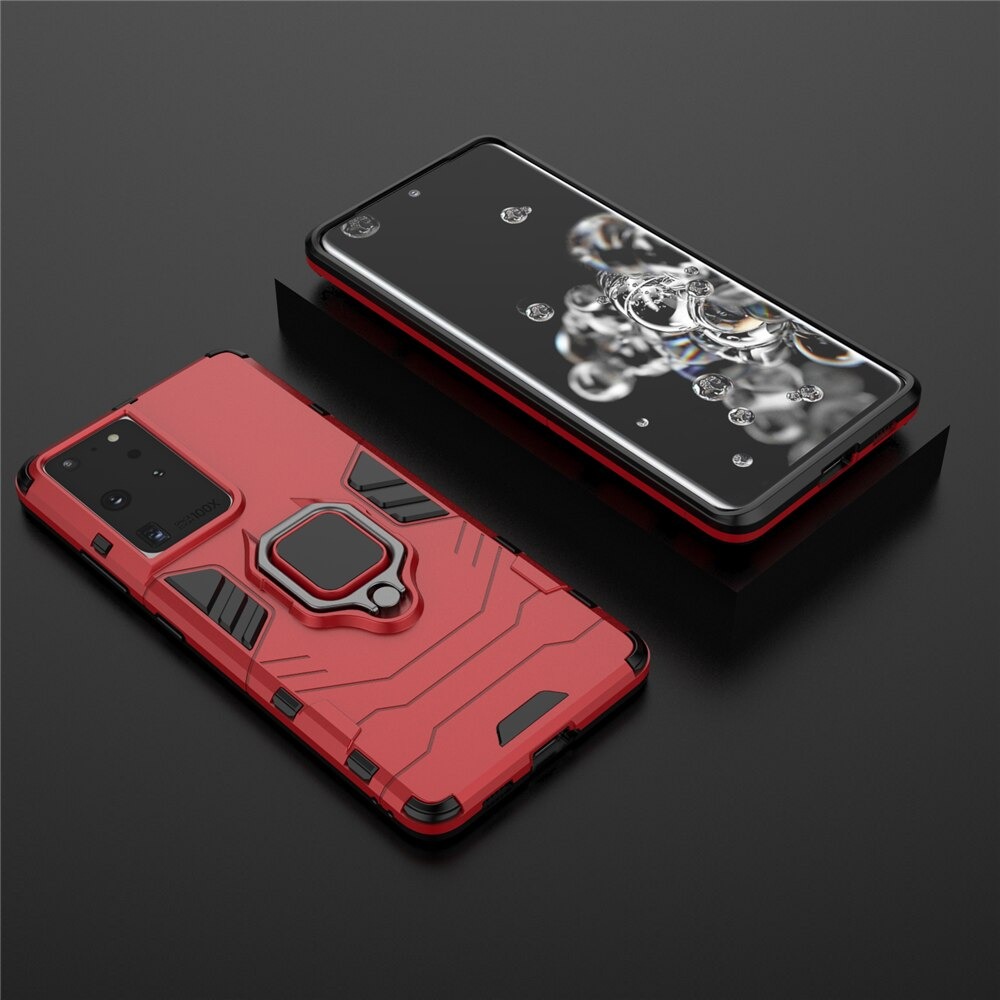 Case Samsung Galaxy S21 Ultra #เคสฝาหลังพลาสติกแข็ง +TPU Hybrid Case มีแหวนสวมนิ้วโลหะ