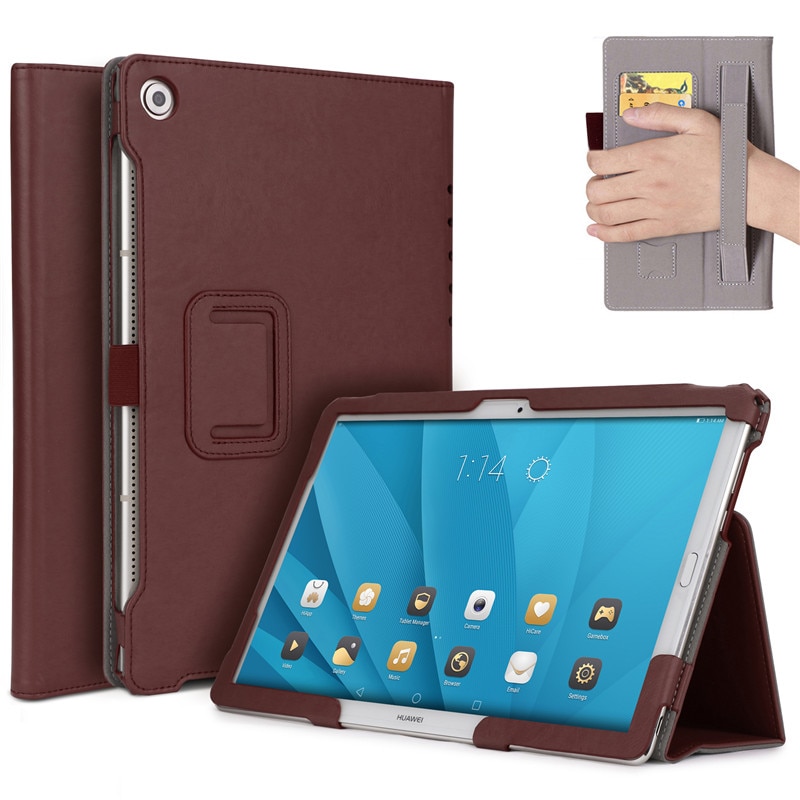 Case Huawei MediaPad M5 Pro 10.8 นิ้ว #เคสฝาพับหนัง PU มีที่สวมนิ้ว Card Holder Stand PU Leather Smart Case