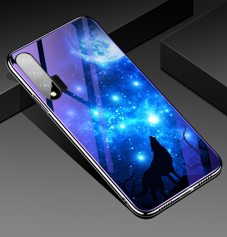 เคส Huawei nova 6 #เคสฝาหลังไฮบริดขอบเงา Electroplated TPU Soft Frame + Blue-ray Tempered Glass + PC