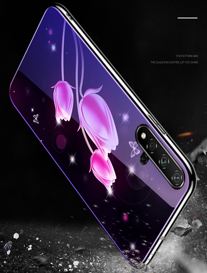 เคส Huawei nova 5T #เคสฝาหลังไฮบริดขอบเงา Electroplated TPU Soft Frame + Blue-ray Tempered Glass + PC
