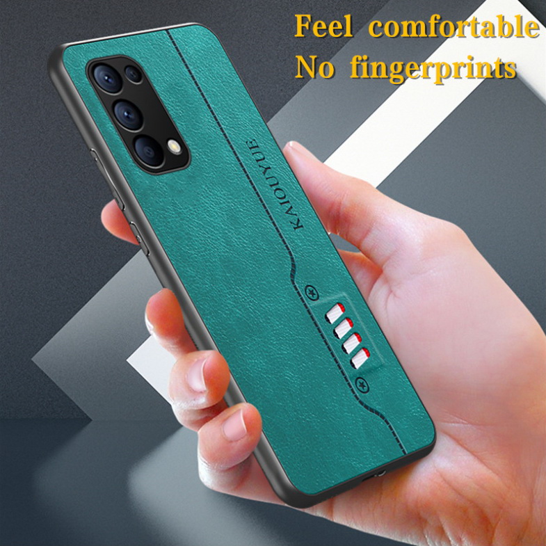 เคส OPPO Reno 5 Pro 5G #เคสฝาหลังเคลือบหนัง PU Leather Protective Sleeve Comprehensive Camera Protection
