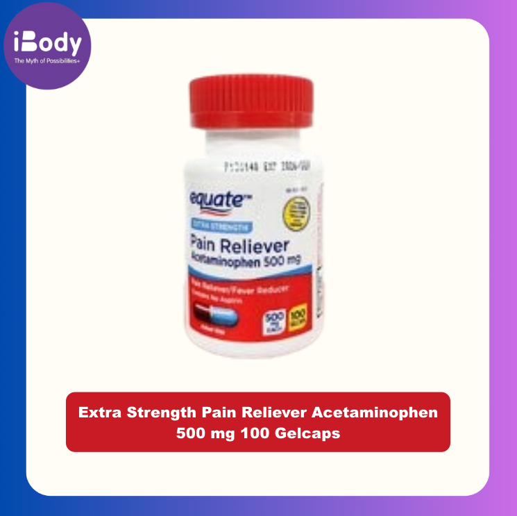 (Equate) Extra Strength Pain Reliever Acetaminophen 500 mg 100 Gelcaps ยาแก้ปวด ลดไข้