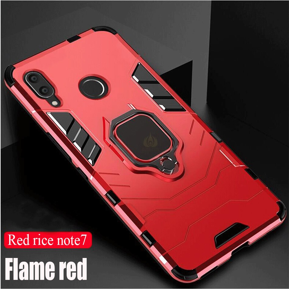 Case Redmi Note 7 #ฝาหลังพลาสติกแข็ง +TPU Hybrid Case มีแหวนสวมนิ้วโลหะ