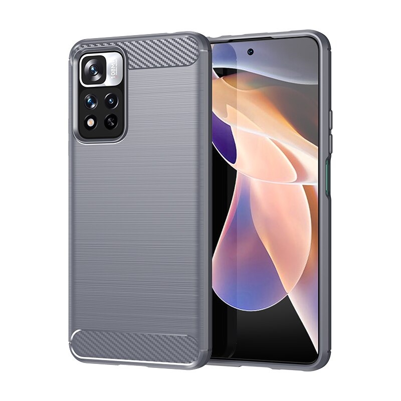 Case Redmi Note 11 / Redmi Note 11S #เคสฝาหลังตกแต่งคาร์บอนไฟเบอร์ ผิวขัดแปรง Brushered TPU Back Case